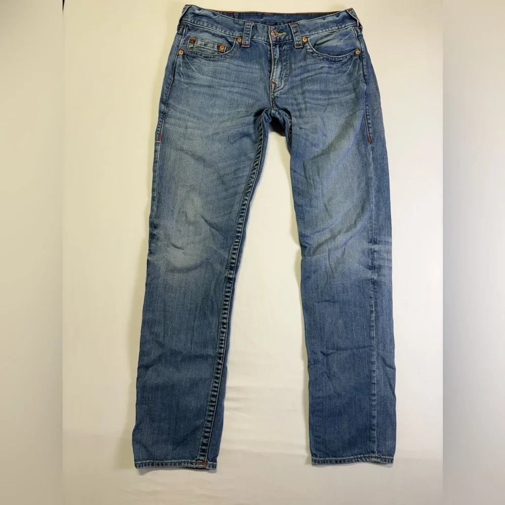 True Religion Light Blue Straight Jeans for Men